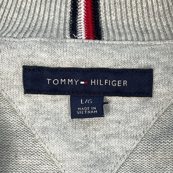 Tommy Hilfiger Light Gray Half Zip Sweatshirt Comfy High Mock Neck Sz L - Picture 11 of 15